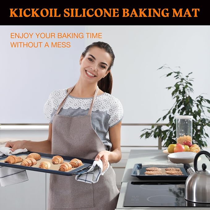 Silicone Baking Mats Set of 3, Non-Stick Reusable BPA-Free Oven Liners,100% Food-Grade Silicone Baking Sheets for Cookies, Macarons, Bread and Pastry,16.5'' x 11.6''(2 Half)&11.6' x 8,5''(1 Quarter)