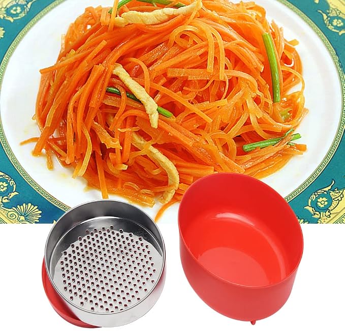 Cheese Grater with Container and Lid, Stainless Steel Grater Box Set, 7.09 x 2.76 in, Red, 2 Blades, Multi Purpose Kitchen Grater for Cheese, Vegetables, Ginger and Citrus