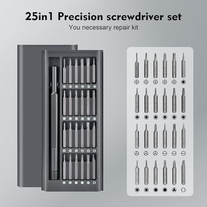 25-in-1 Mini Precision Screwdriver Set Stocking Stuffers for Men | Small Torx Bit Tool Set for Men,Magnetic Torque Repair Tool Kit for Electronics Macbook Watch Eyeglass Ring Doorbell