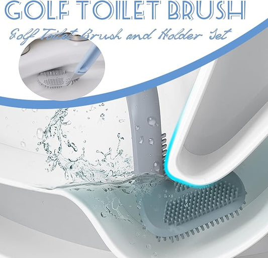 Golf Toilet Brush, Silicone Toilet Brush and Holder Set, Long Handled Toilet Brush, No Dead Corner (A(Without Cover))