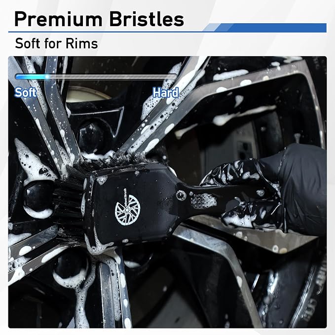 MVEQRRN 9PCS Car Detailing Brushes Set, Boar Hair Detail Brushes,Car Detailing Wheel Kit (Black) | Ultra Soft No Scratch, Car Dust Brush,Car Detailing Brushes Kit, Detail Brushes Car Detailing for Interior Exterior