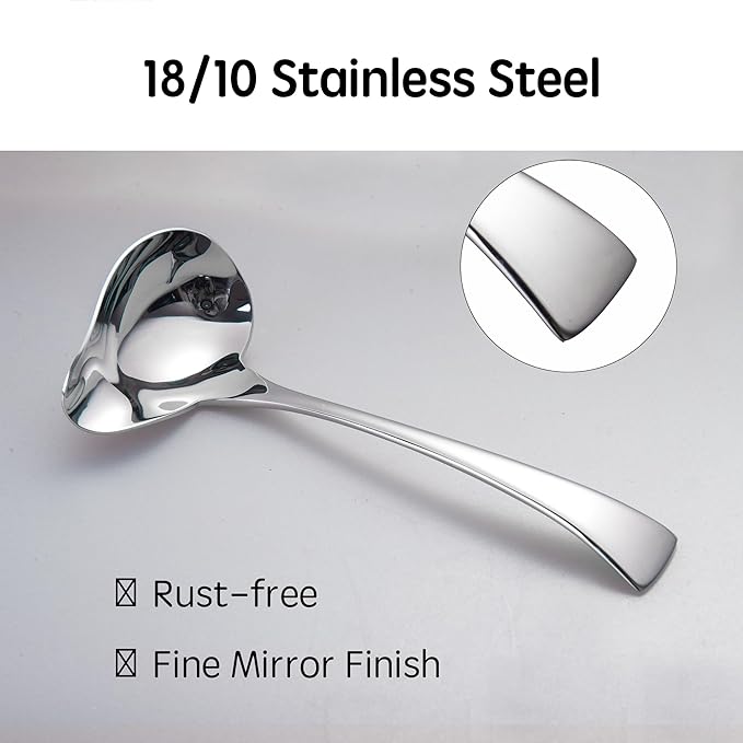 IMEEA 7-Inch Small Sauce Ladle with Pour Spout 18/10 Stainless Steel Drizzle Spoon for Gravy, Dressing, Sauce