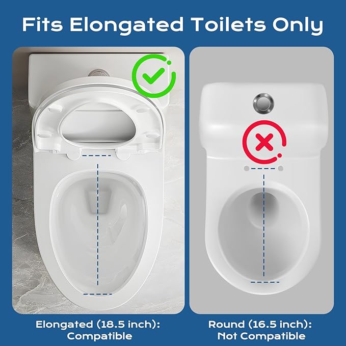 Elongated Bidet Toilet Seat – Non-Electric, Slow-Close Lid, Adjustable Water Pressure, Self-Cleaning Dual Nozzles for Frontal & Rear Wash – Hygienic Fresh Water Bidet Seat with Brass Inlet (Elongated)