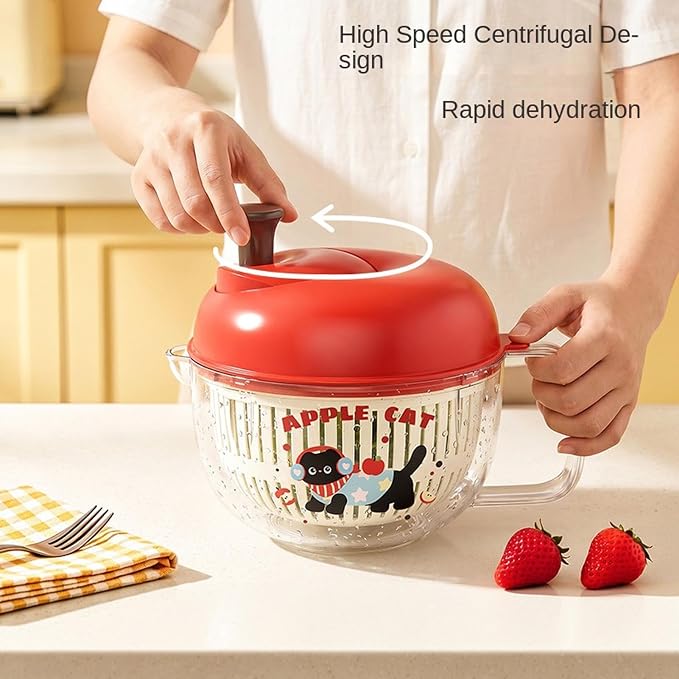 Hand Crank Washing Bowl, Salad Washer And Spinner With Bowl | Quick Dish Dryer System, Kitchen Prep Accessories For Home, Camping, Picnic
