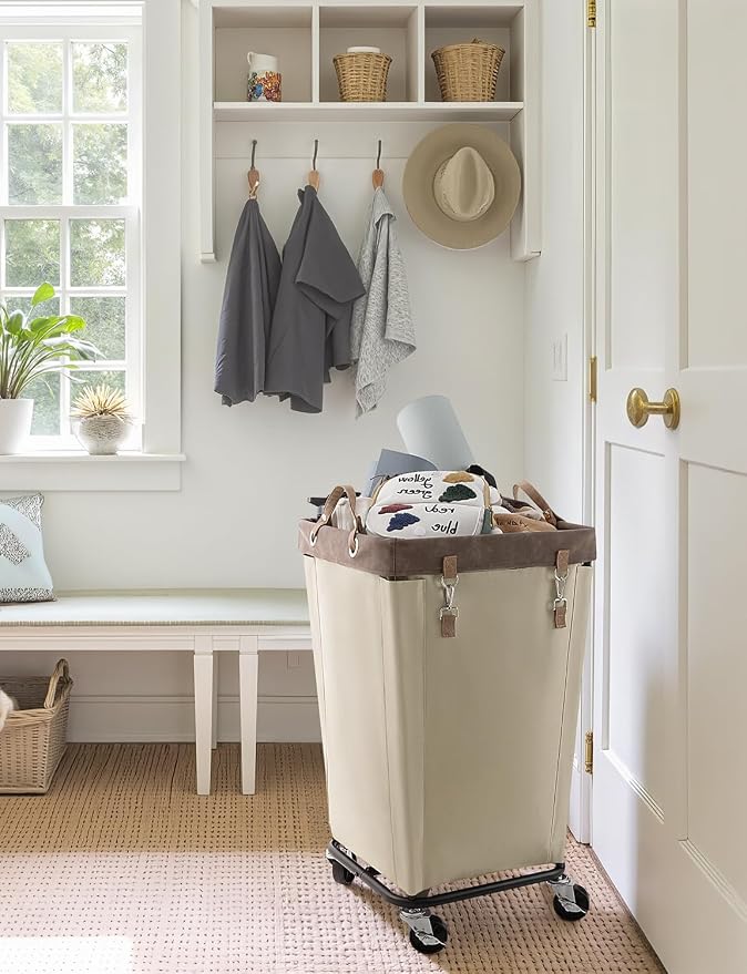 StorageWorks 160L Laundry Basket with Wheels, Rolling Hampers for Clothing