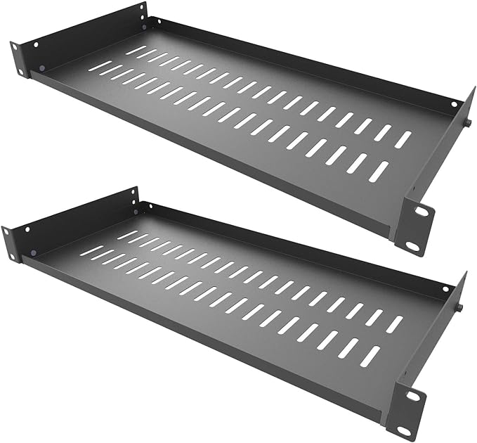 2 Pack of 1U Vented Cantilever Server Rack Mount Shelf 8" D | Disassembled Universal Rack Tray 8" Depth for 19" Network Cabinet or Equipment Rack (8V2PC)