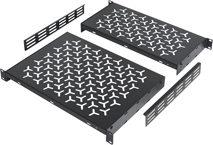 1U Rack Shelves (2-Pack), 1 PCS 8" Deep Cantilever & 1 PCS 12" Deep Cantilever, with Optional Joints to Combine as One Full Size Server Rack Shelf