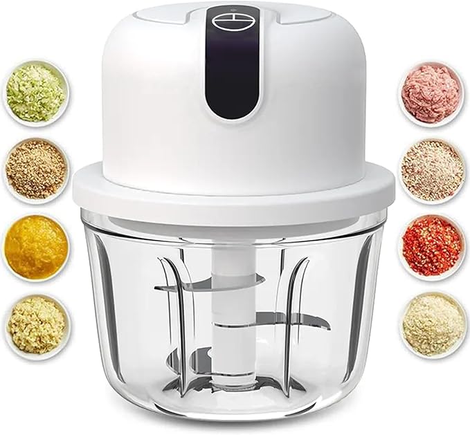 1.5 CUPS Electric Garlic Chopper,350ML Portable Veggie Chopper,Garlic Grinder Masher Onion Chopper, Blender to Vegetable, Cordless Food Processor for Ginger, Chili, Fruit, Meat, Spices, Beans, etc