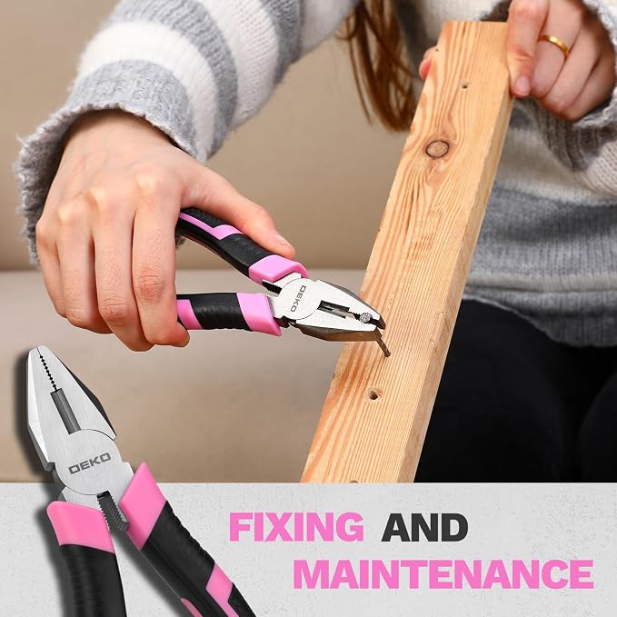DEKOPRO 94 Piece Pink Tool Set, Household DIY Tool Kit for Women with Storage Toolbox, Small Basic Hand Tool Box Set for Home Repair, DIY, Apartment, Office