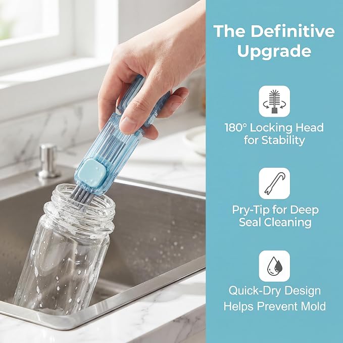 3Pcs 4 in 1 Cup Lid Gap Cleaning Brush Set,Multifunctional Crevice Cleaning Brush for Bottle,Multipurpose Bottle Cleaner with Compact Design Tiny Silicone Cup Holder Cleaner Tool,Kitchen Gadgets