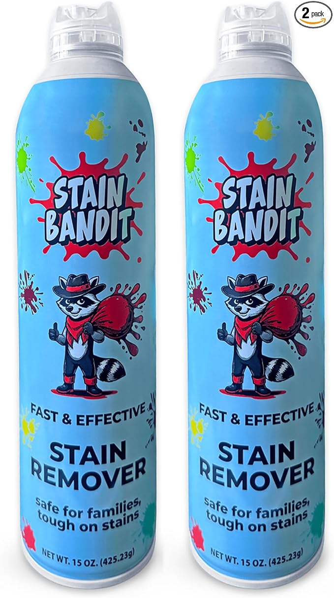 Stain Remover Spray, 360° Continuous Spray Bottle, 15 Oz (Pack of 2) | Non-Toxic, Stain Remover Family Safe Formula, Effective Stain Cleaning Spray for Clothes, Carpet, Seats, Friendly Packaging