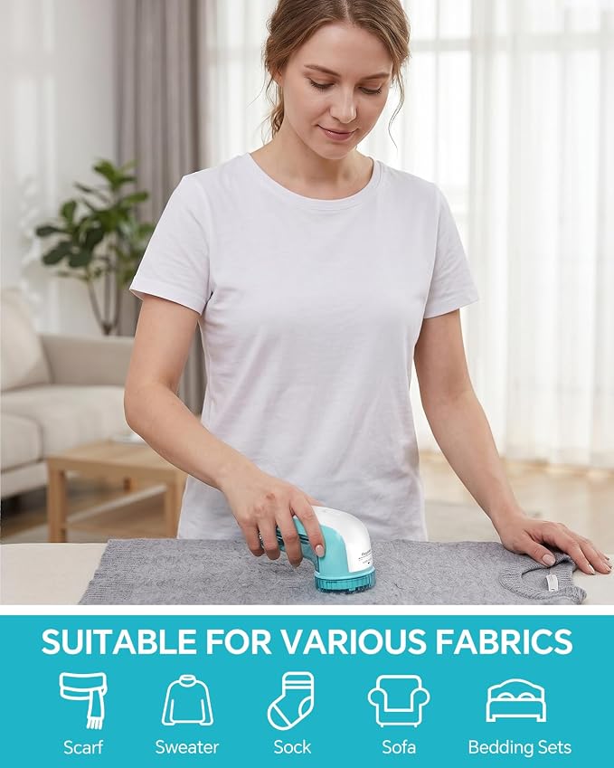 BEAUTURAL Fabric Shaver and Lint Remover, Portable Sweater Defuzzer | Battery Operated, 2 Speeds, 2 Replaceable Stainless Steel Blades, Remove Clothes Fuzz, Lint Balls, Pills, Bobbles