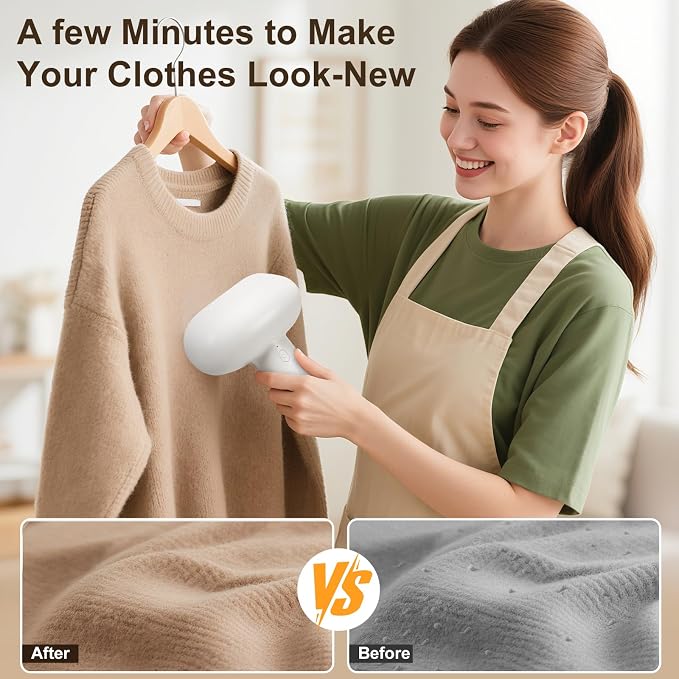 Fabric Shaver, Dual Motor Electric Lint Shaver for Clothes, 6 Blades, White | Electric Lint Shaver, Fabric Pilling Remover, Powerful 2 Gear, Portable Defuzzer Clothes Fuzz Remover for Sweater Furniture