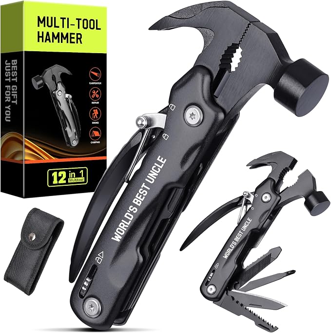 Uncle Gifts - Gifts for Uncle, Uncles Christmas Gift - Uncles Gift from Niece, Nephew, Fathers Day Birthday Presents- Best Uncle’s Presents, Multitool Hammer