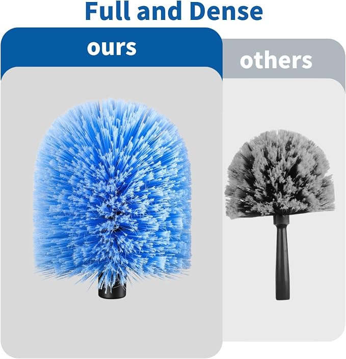 2 Pack Screw on Webster Cobweb Duster Head for Pole,Spider Web Remover Brush, Cobweb Duster Head Attachment,Fits Standard 3/4 inch Threaded Poles(Big, Blue)