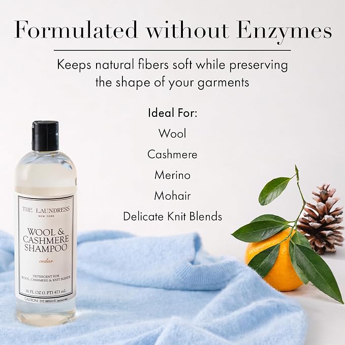 The Laundress Wool & Cashmere Shampoo, 31 Loads, Concentrated Luxury Liquid Laundry Detergent, Cedar Scent, Cold-Water Hand or Machine Wool Wash for Delicate Merino, Mohair & Knit Blends, Pack of 2