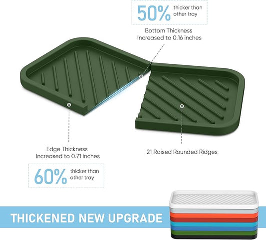 EG-SIPRO Silicone Sponge Holder, Large 10" Kitchen Sink Organizer Tray with Soap & Sponge Holder for Bathroom Counter & Dish Soap