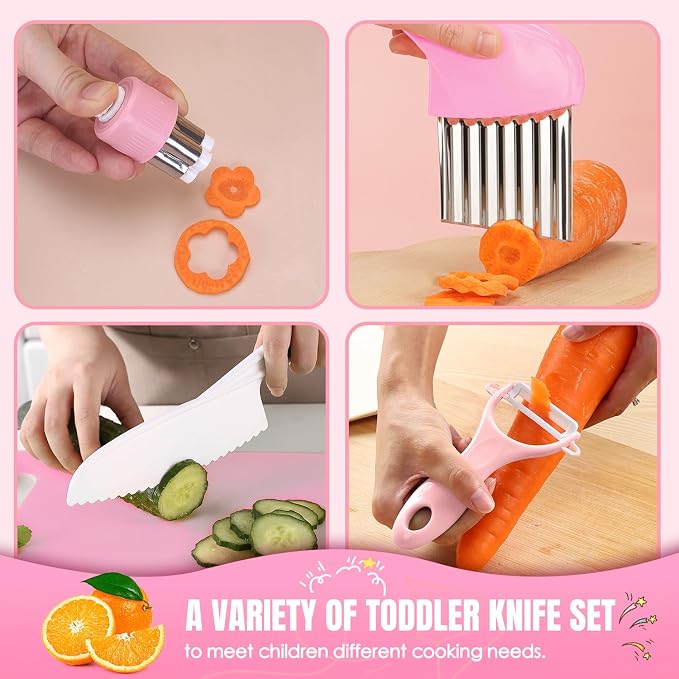 37PCS Kids Cooking Sets Real, Kids Cooking and Baking Gift Set with Storage Case Timer Kid Safe Knives Cutting Board, Toddler Real Kitchen Tools, Birthday Gifts for Girls Boys Age 3 - 8