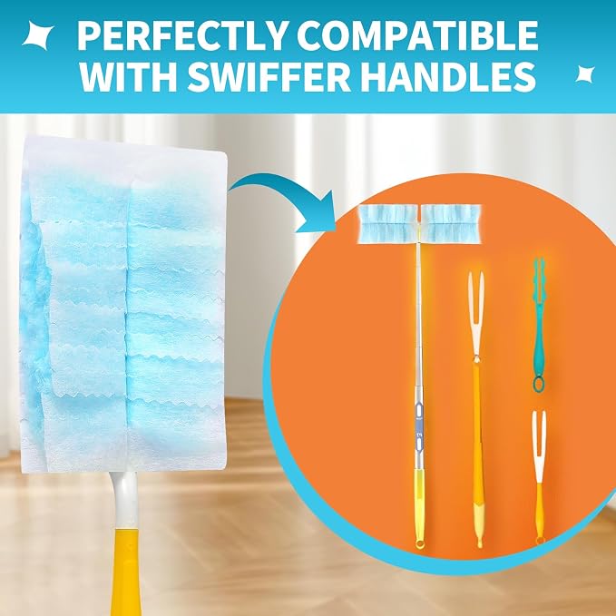 Disposable Microfiber Feather Duster Refills, Multi-Surface Duster Compatible with Swiffer Dusters Handle, 30 Count, Unscented