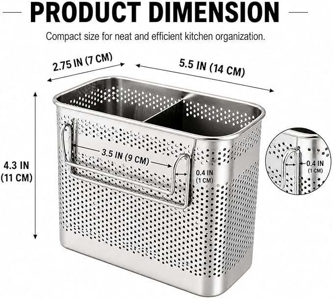 HOME&I SUS 304 Silverware Basket for Dish Rack, Hanging Utensil Holder