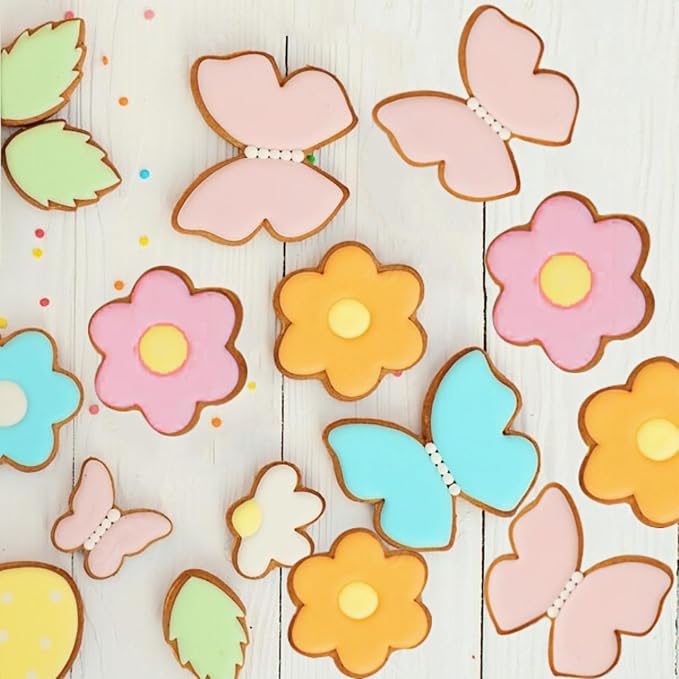 JOB JOL Flower Cookie Cutters 5 PCS, Butterfly, Sunflower, Tulip, 3'', 3.25''
