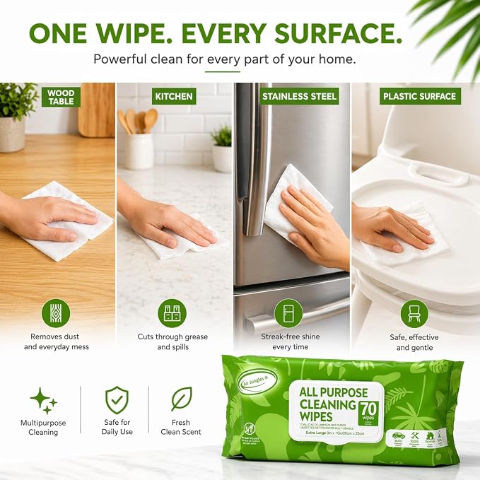 Air Jungles All Purpose Cleaning Wipes 210 Count, XL 8x10 Inch | Heavy Duty for Car Interior, Kitchen, Bathroom, Gym Equipment, Tools, Non-Toxic Safe For Multi-Surface