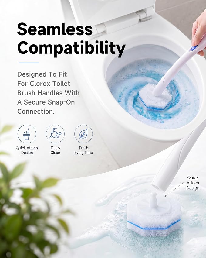 80 Count Toilet Wand Refills for Clorox, 5X Cleaning Power Toilet Bowl Wand Refills & High-Density Disposable Toilet Brush Scrubber - No Falling Apart, Instant Foam for Bathroom Cleaning