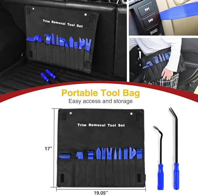 GOOACC 13PCS Nylon Trim Removal Tool Set | for Bumper Fastener Rivet Clips Car Clip Panel Audio Video Dashboard Dismantle Blue