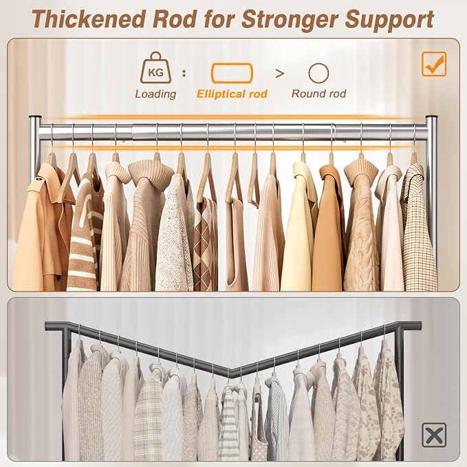 EAGMAK Heavy Duty Clothes Rack Load 268 LBS, 31.5 inch Hanging Rod, Silver | Metal Frame, Stable Base, Compact Size, Rolling Smooth, For Bedroom Closet Entryway Laundry Living Room Home Garage Storage