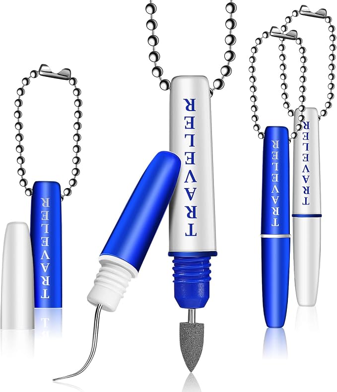 4pcs Teeth Stain Remover Travel Picks Mini Holder Reusable Portable Pocket Tool Set Remove Plaque Tartar Cleaning Kit with Chain