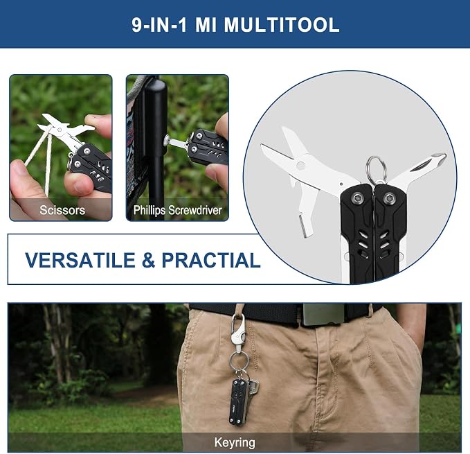 NexTool Mini Sailor Lite Keychain Multitool, Bladeless | 9-in-1 Small Multitool, TSA-Compliant, EDC Tools with SIM Extractor, Mini Scissors, Needle Nose Pliers for Travel, Gifts Idea
