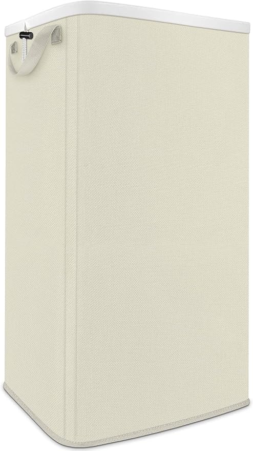 SNIGJAT Extra Large Laundry Hamper, Folding 100L Laundry Basket, Beige | Dirty Clothes Hamper for Bedroom, Tall Hamper, Sturdy Storage Organizer for Clothes and Toys