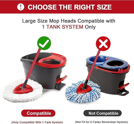 4 Pack Mop Heads Replacements for O-Ceda Easy Wrin Spin System, Microfiber Refills, Easy Cleaning Mop Repalce Head