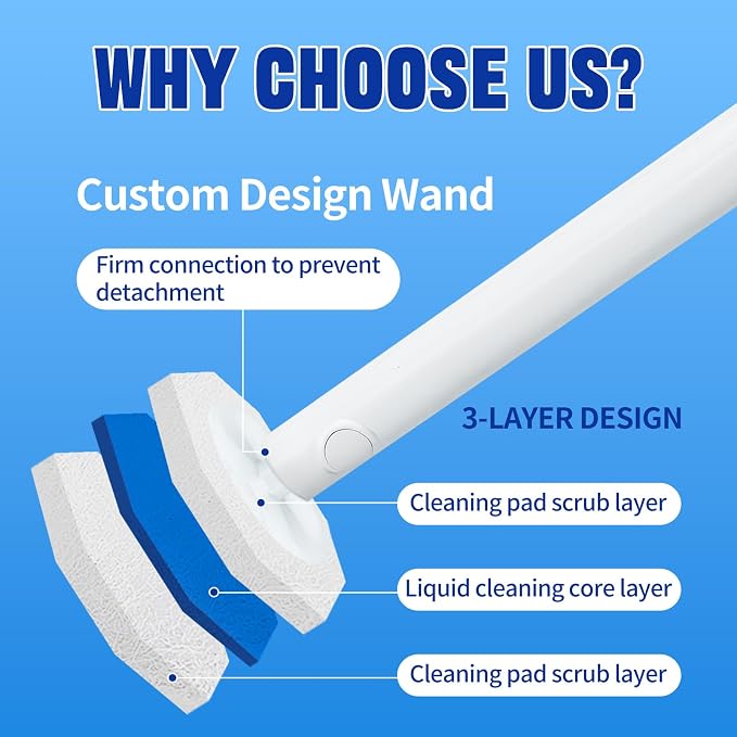 Disposable Toilet Brush and Holder Set, with 50 PCS Toilet Bowl Refills for Clorox, Wall Mounted Disposable T-oilet Bowl Kit, for Bathroom, Sink & Bathtub, Touchless T-oilet Cleaning System