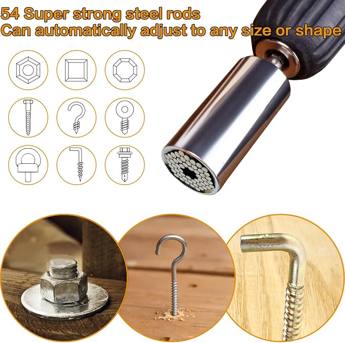 Gifts for Men, Super Universal Socket Tool, Fathers Day Dad Gifts for Men Him Husband Birthday, Grip Socket Set w/Power Drill Adapter Cool Tools Gadgets for Mens Christmas Stocking Stuffers for Adults