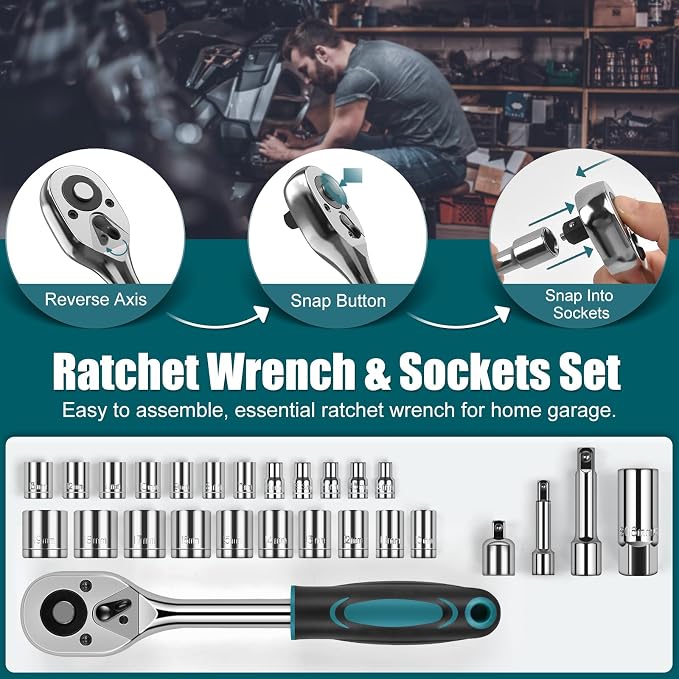 Sundpey 257 Pcs Portable General Basic Hand Tool Kit Set for Home with Case | with Mechanic Tool Set & Wrench Kit & Precision Screwdriver Set, for Men Women, for Household Car House Garage Apartment Dorm
