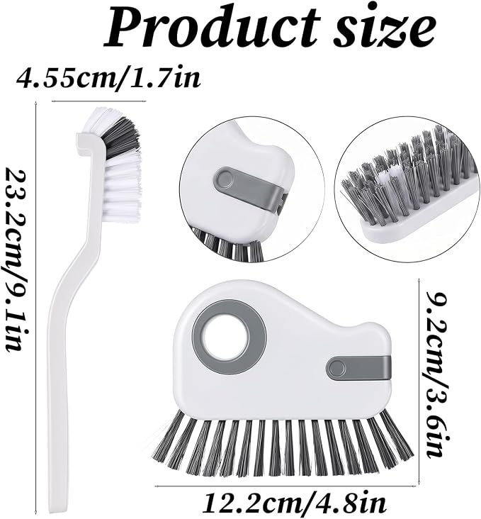 2Pcs 2 in 1 Groove Cleaning Brush Window Track Cleaning Tool Kitchen Scrub Brush Right Angle Scrub Brushes Multifunction Crevice Brushes with Hidden Scraper for Sliding Door Track Small Space Sink
