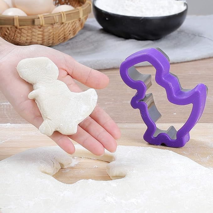 Dinosaur Cookie Cutters Set - Stainless Steel Shaped Cookie Candy Food Cutters Molds for DIY, Kitchen, Baking, Kids Dinosaur Theme Birthday Party Supplies Favors (8pack)
