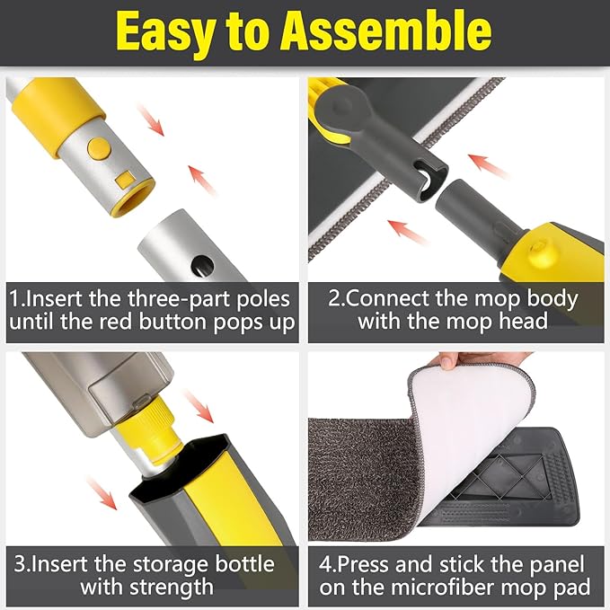 Mops for Floor Cleaning, Spray Mop with 400ml Refillable Bottle and 3 Replacement Pads Dry Wet Floor Household or Commercial Hardwood Laminate Tile Ceramic