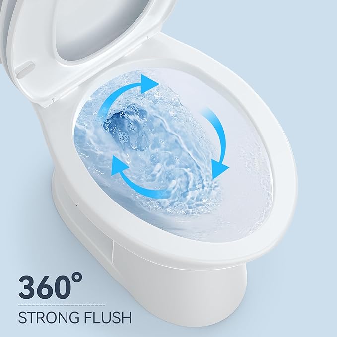 Two Piece Toilet, Elongated Bowl and Locking PP Lid - Side Push Handle, CUPC Certified, Water Efficient 1.28 GPF, Modern Design