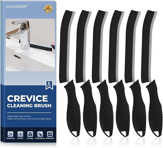 CLEANGOR Crevice Cleaning Brushes, Cleaner Scrub Brush Tool for Crevice | Hard to Reach Tight Space, Home Essentials, Cleaning Supplies for Shower, Bathroom, Kitchen, Toilet, Window