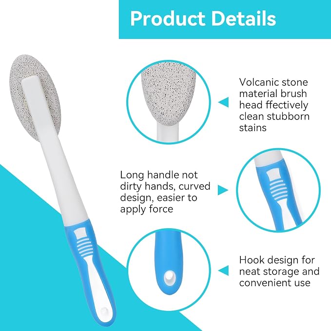 2PCS Toilet Cleaning Pumice Stone, Stains Hard Water Ring Remover Bathroom Cleaning Brushes Toilet Pumice Stone Long Handled Toilet Brush for Toilets, Bathtubs, Pool (2PCS)