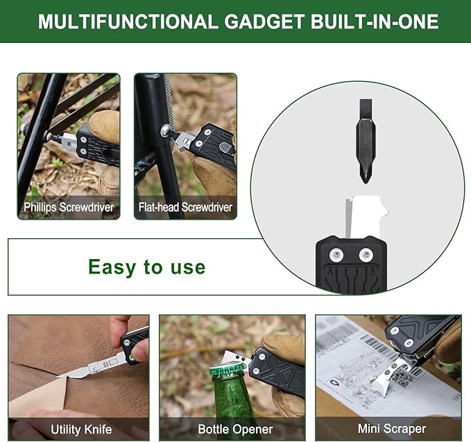 NexTool Pocket Tool E1, EDC Folding Pocket Knife Multitool | 10-in-1 Mini Multitool, Replaceable Exactor Blade, Scissors, Dual-head Screwdriver, EDC Tools for Engraving, Cutting, Repair