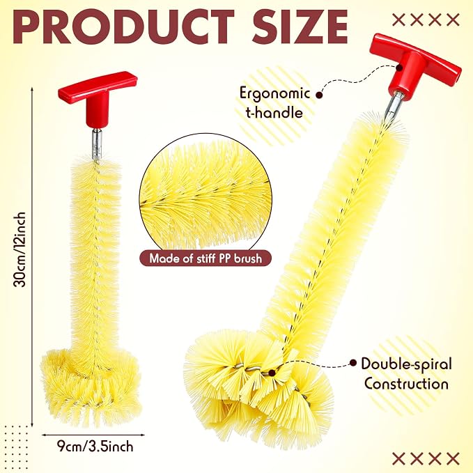 2 Pcs Garbage Disposal Cleaner Sink and Drain Brush Universal Garbage Disposal Cleaner 12'' Long Brush for Kitchen Waste Food (Yellow)