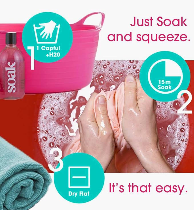 Soak Laundry Soap – No Rinse, Plant Derived Hand Wash Detergent - 90 ml / 3 fl. oz, (Lacey)