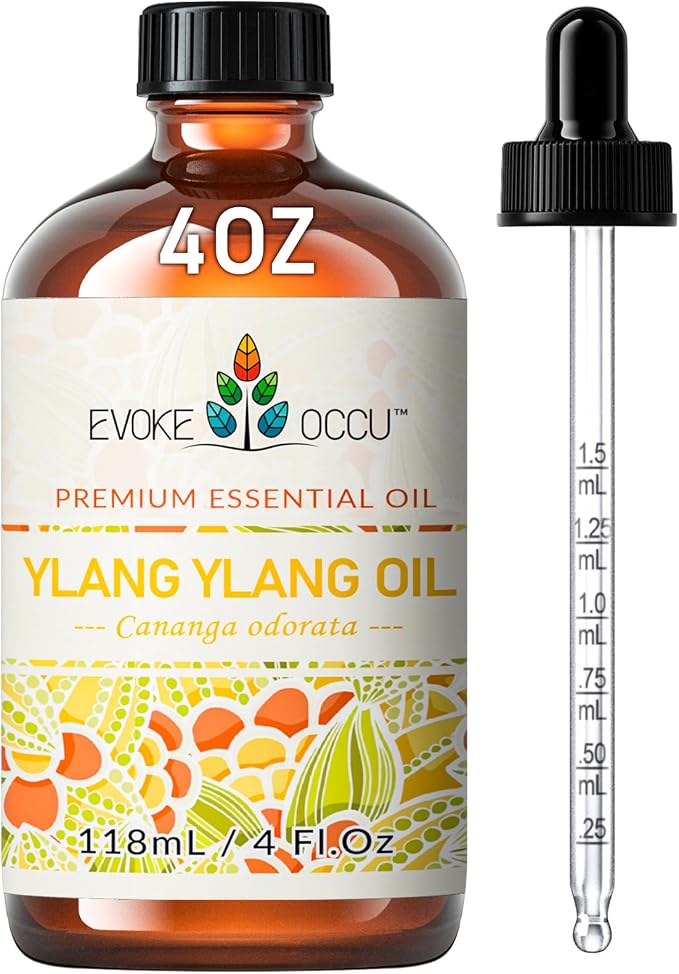 EVOKE OCCU Ylang Ylang Essential Oil 4 Oz, Pure Ylang Ylang Oil for Skin Hair Aromatherapy Diffuser Fragrance DIY- 4 FL Oz | Ideal for Hair, Floral Aroma for Aromatherapy, DIY & Home Fragrance - 118mL / 4 fl oz