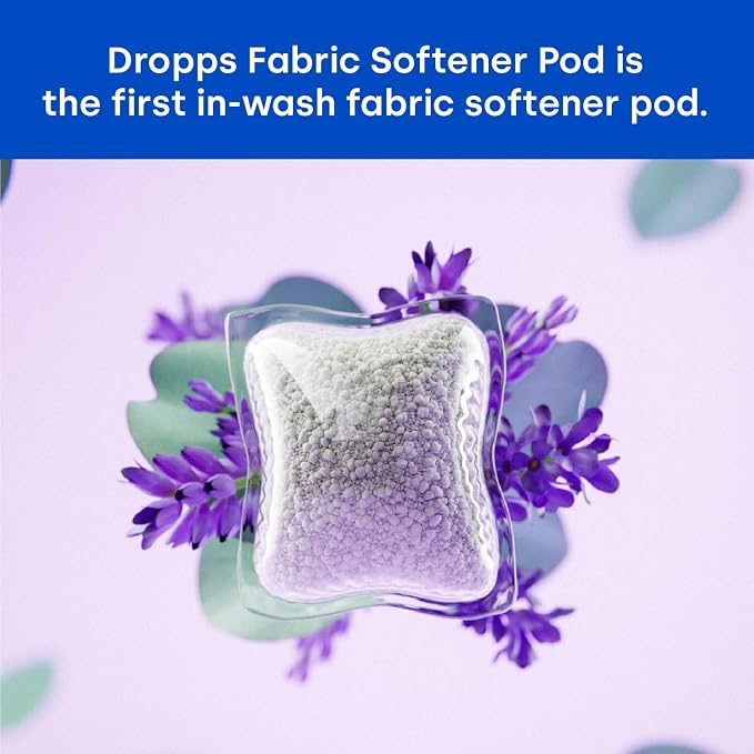 Dropps Fabric Softener Pods, Lavender Meadow (64 Count) - Laundry Softener For Soft & Fluffy Fabrics | Liquid Softener & Dryer Sheet Alternative | Clean Ingredients | Plastic Free Packaging