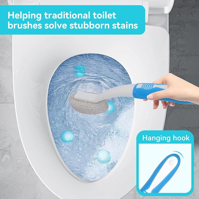 2PCS Toilet Cleaning Pumice Stone, Stains Hard Water Ring Remover Bathroom Cleaning Brushes Toilet Pumice Stone Long Handled Toilet Brush for Toilets, Bathtubs, Pool (2PCS)