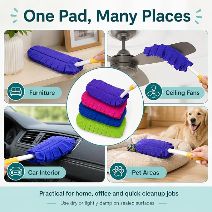 5 Pack Reusable dusters for swiffer,Reusable swiffer dusters Washable,Washable Dusting Cloths,Compatible with Handles for Home,Car, Pet, Furniture, Fans, Blinds