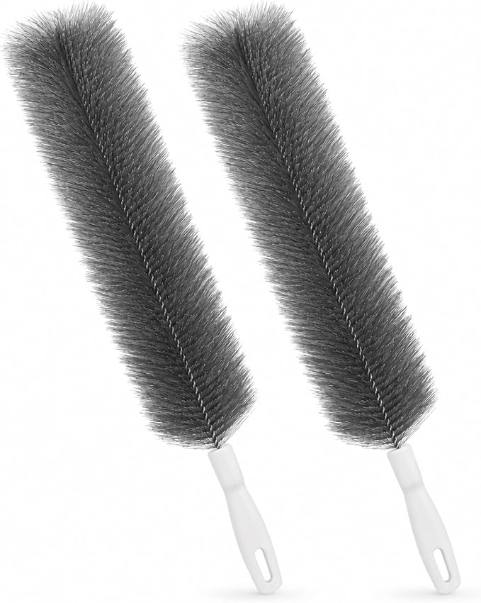 Cartorya Cleaning Brush, Bendable Microfiber Fan Duster for Ceiling Fan Blades, Air Vents, Window Ac, Curtains and Car Interior, Reusable Tool，Two Gray